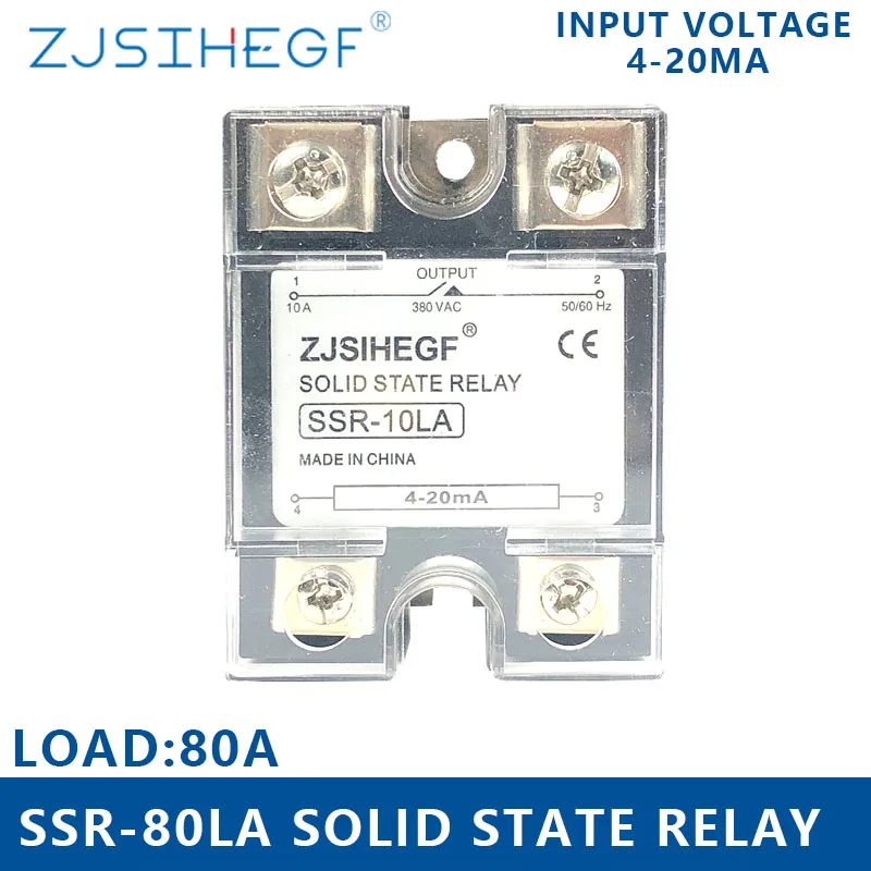 

Input DC 4-20mA Single Phase AC Solid State Relay SSR-80/100/120LA for Heat Sink Voltage Regulator Output 0-480VAC