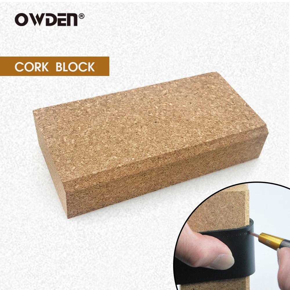 OWDEN Leathercraft narzędzia ręczne DIY korkowa mata podkładowa korkowa blokowa gruboziarnista deska dębowa pomocnicza diamentowa perforacja stożkowa