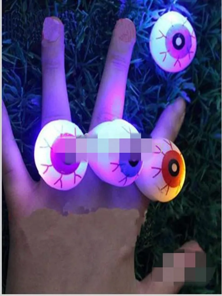 New Halloween LED Flashing Soft Rubber Eye Ring Kids Toys Novelty Design Party Decoration Supplies Christmas Gift For Adults and