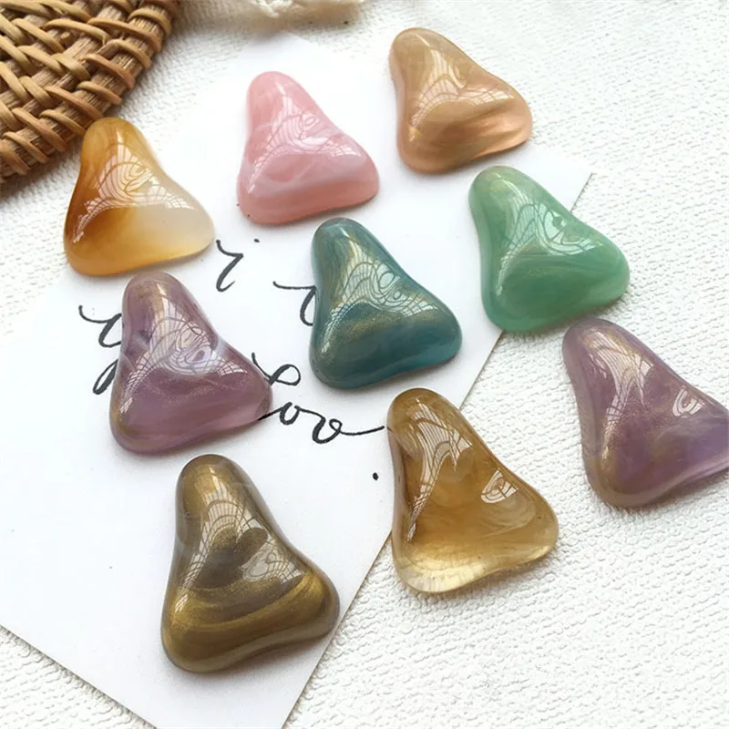 

New 50pcs/lot color print geometry Irregular triangle shaped resin flatback beads without holes diy jewelry earring accessory