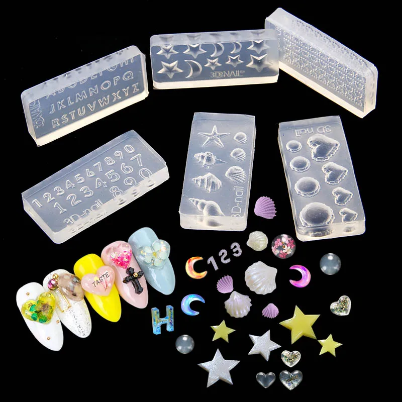 Beautiful 1 PC Nail Art Silicone Mold 27 Designs Durable 3D Stereo Crystal Carving Mold Crystal Powder Carved Nail Art Tool