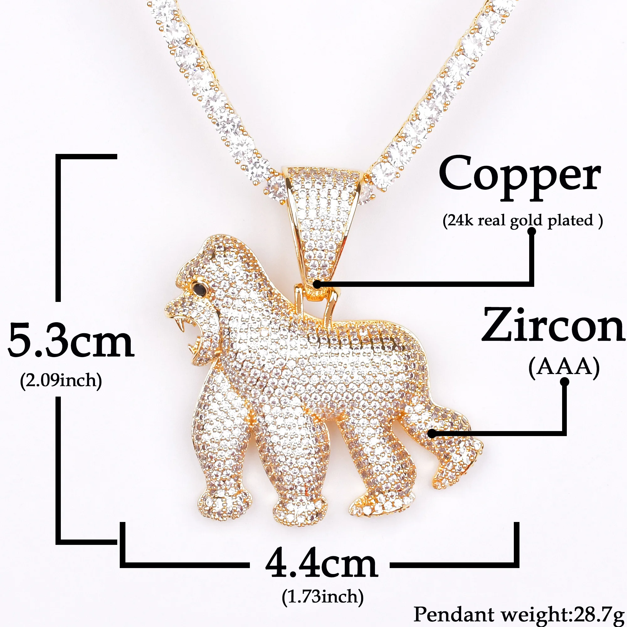 Orangutan Walkingl Pendant Necklace Hip Hop Rock Street Jewelry