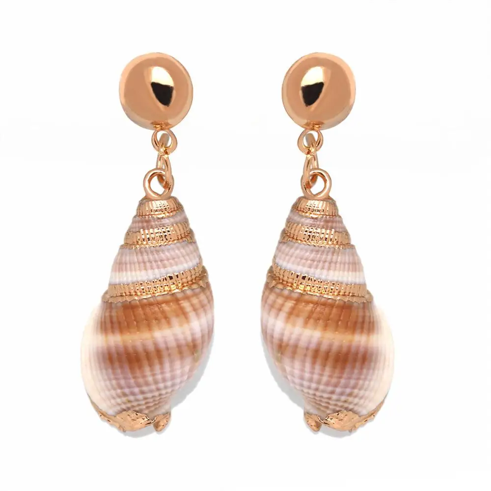 Bohemian Natural Cowrie Seashells Conch Scallop Earings Women Girl 2020 New Fashion Sea shore Summer Beach Surf Jewelry Present