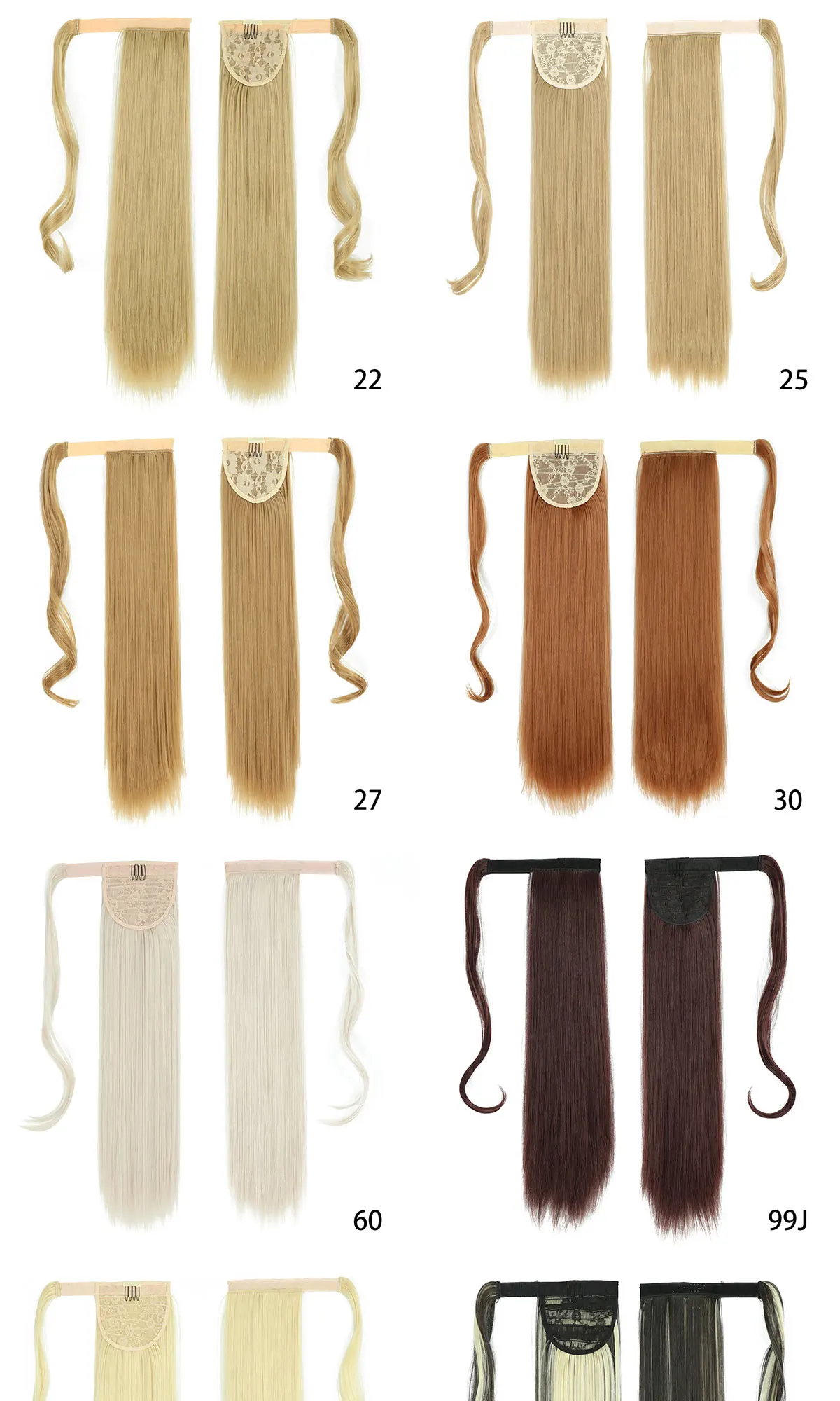 32 Zoll synthetische Pferdeschwanz-Haarverlängerung zum Anklipsen, künstliche Perücke, Haarteil, blond, umwickelbarer Zopf, langer, glatter Pferdeschwanz – Detail 8