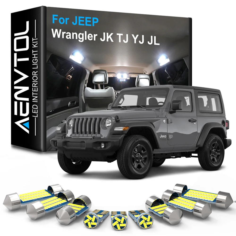 AENVTOL Canbus For Jeep Wrangler JK TJ YJ JL 1990 1994 1997 1998 2004 2005 2006 2007 2008 2013 Accessories Interior Lights LED