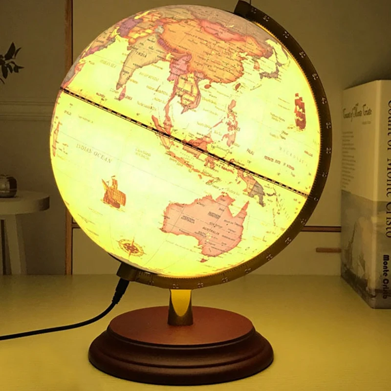 25CM globe middle school students retro LED lamp decoration globe world map  levitating globe  educational  office decor