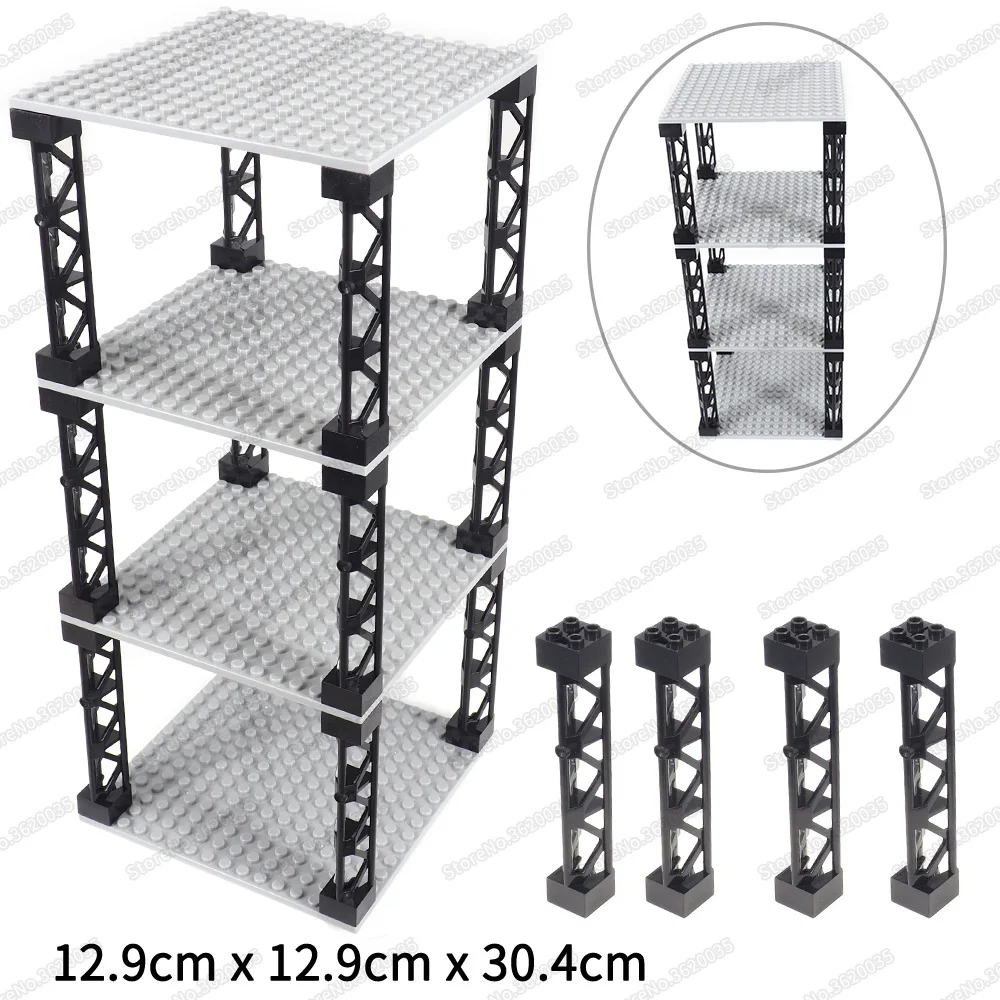 Bottom Plate Pillar 16x16 Dots Assemble Display Shelf Building Block Moc Military Figures Model Scenes Child Gift Christmas Toys