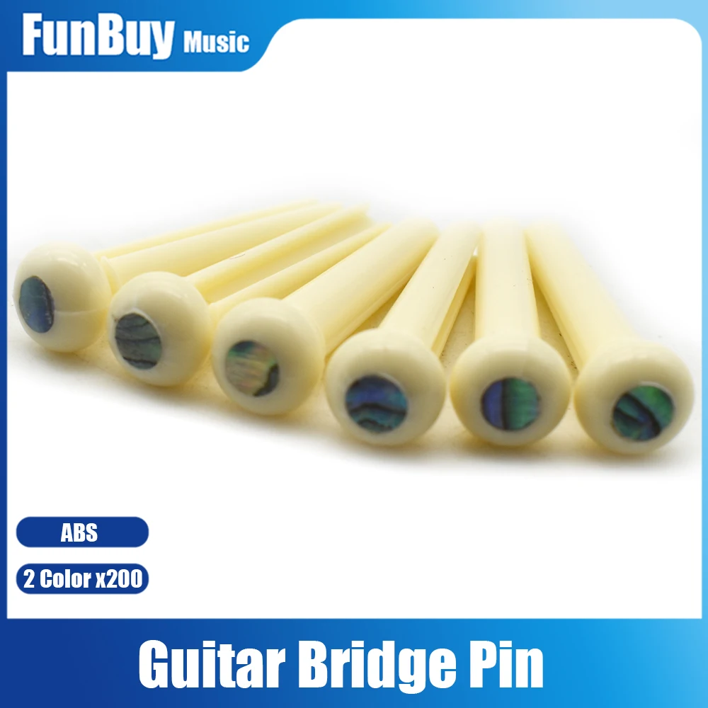 6pcs Plastic Guitar Bridge Pins with Colourful Abalone Shell dots ABS Guitar Parts Accessories Ivory Black