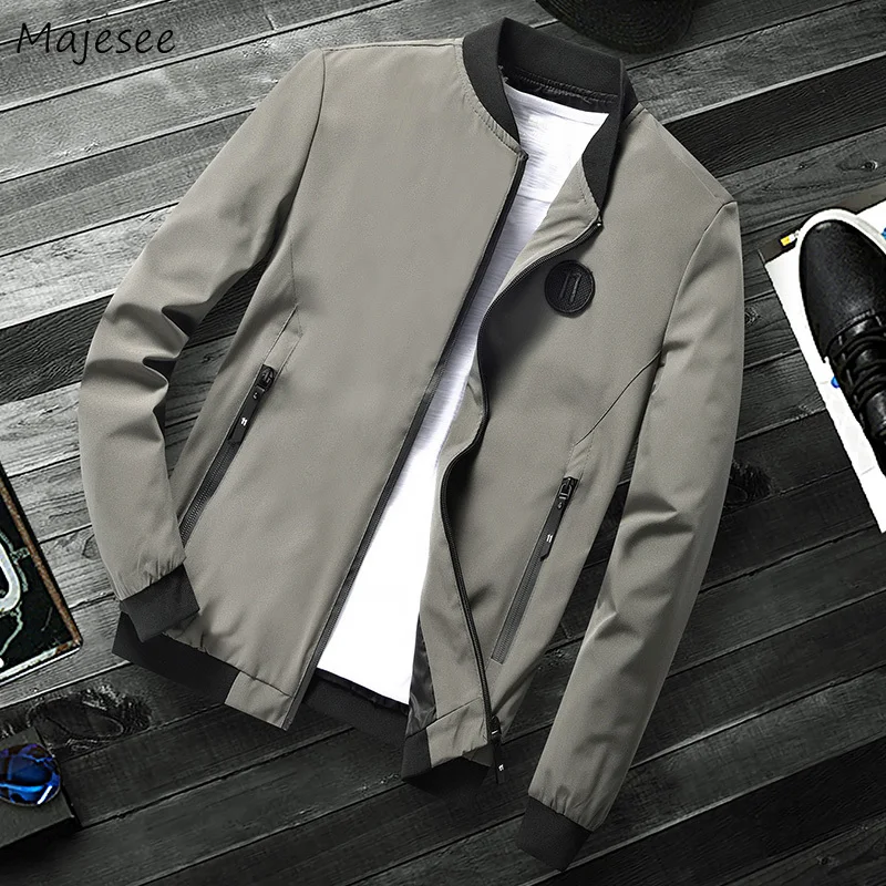 

Jacket Men Stand-collar Leisure Solid Simple Fashion All-match Mens Jackets Breathable Comfortable Korean Chic Slim Fit Coats