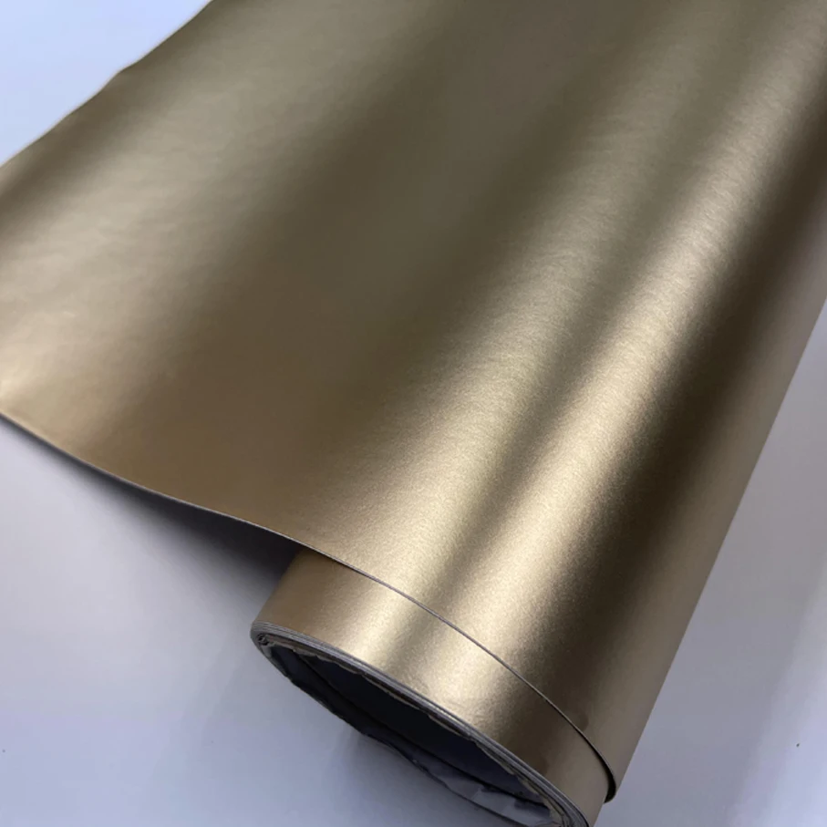 샴페인 골드 매트 메탈릭 크롬 비닐 자동차 랩 호일 기포 매트 자동차 스티커 데칼 크기: 10/20/30/40/50x152CM