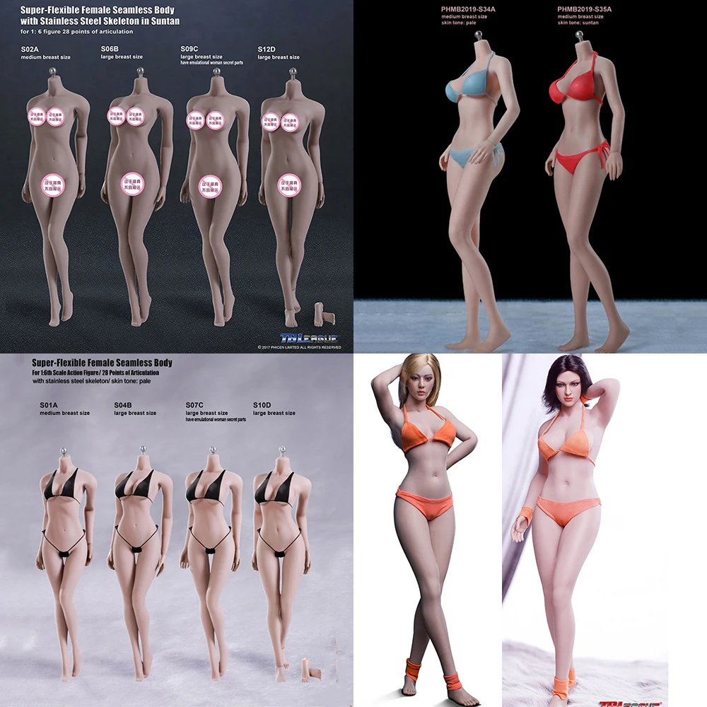 

1/6 Scale 29 Types TBLeague Girl Female Large/Small Plump Breast Body Super-Flexible Seamless Body With Stainless Steel Skeleton