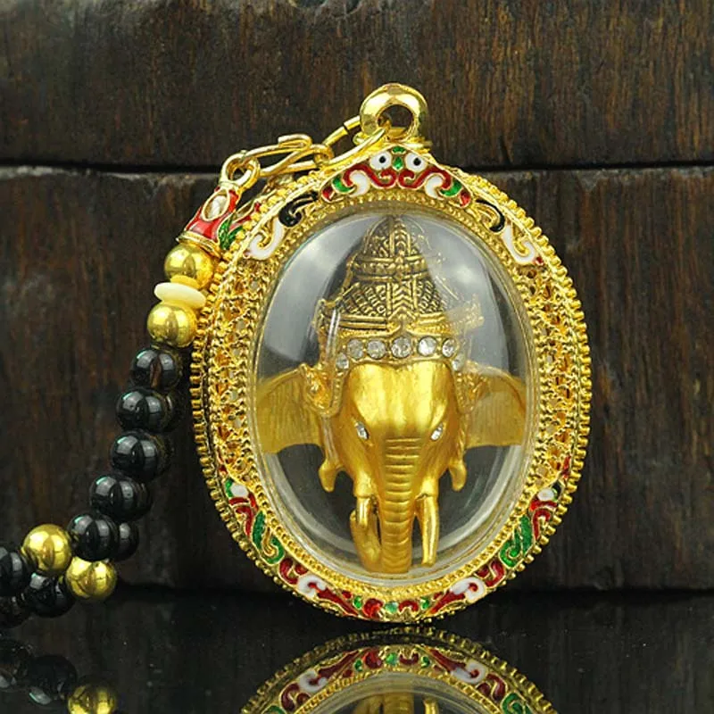 

Southeast Asia Thailand Temple talisman bring wealth money GOOD LUCK God of wealth elephant GANESH Buddha Pendant Amulet