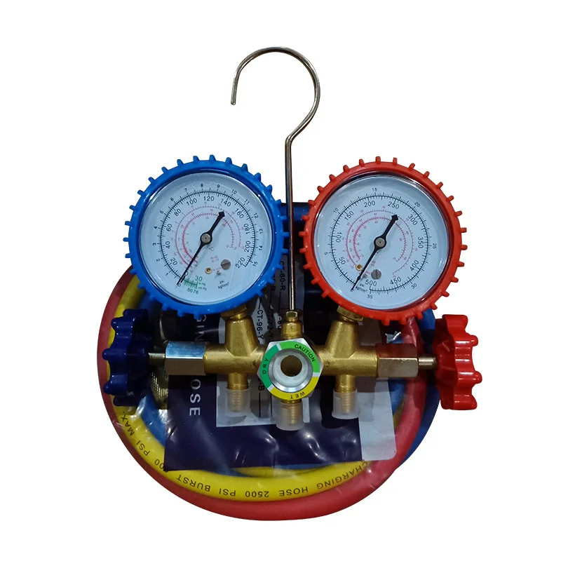 Fluorine Meter Set Automobile Air Conditioning Refrigeration Pressure Gauge Brass Refrigerant Gauge Pressure Double Gauge Valve