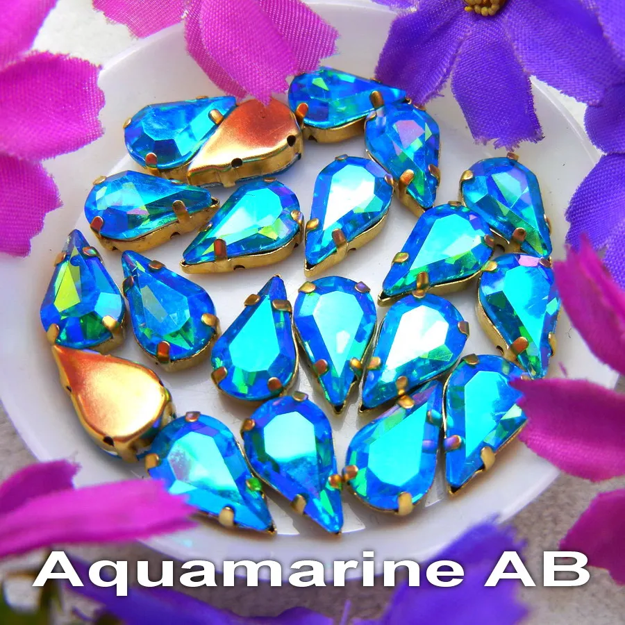 AB Colors Gold Claw Settings 3*6mm 6*10mm 8*13mm Wassertropfen Birnenform Glaskristall Aufnähbare Strassperlen Zubehör DIY – Detail 10