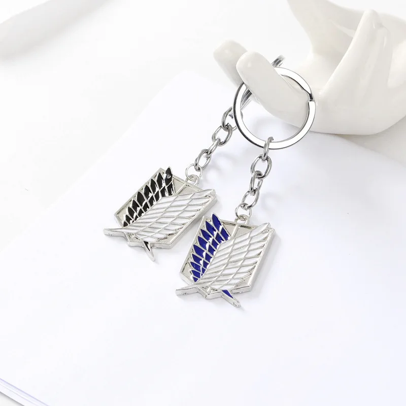 Hot Sale Anime Attack On Titan Silver Drip Keychains Giant Legion Flag Cosplay Jewelry Key Ring Car Key Holder For Anime Fans