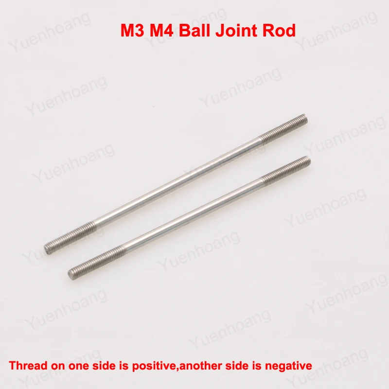 10PCS M3 M4 Threaded Tie Push Rod Stainless Steel Screw Servo Linkage Connect Fastener Bars Link Pushrod CW CCW for RC Car Boat