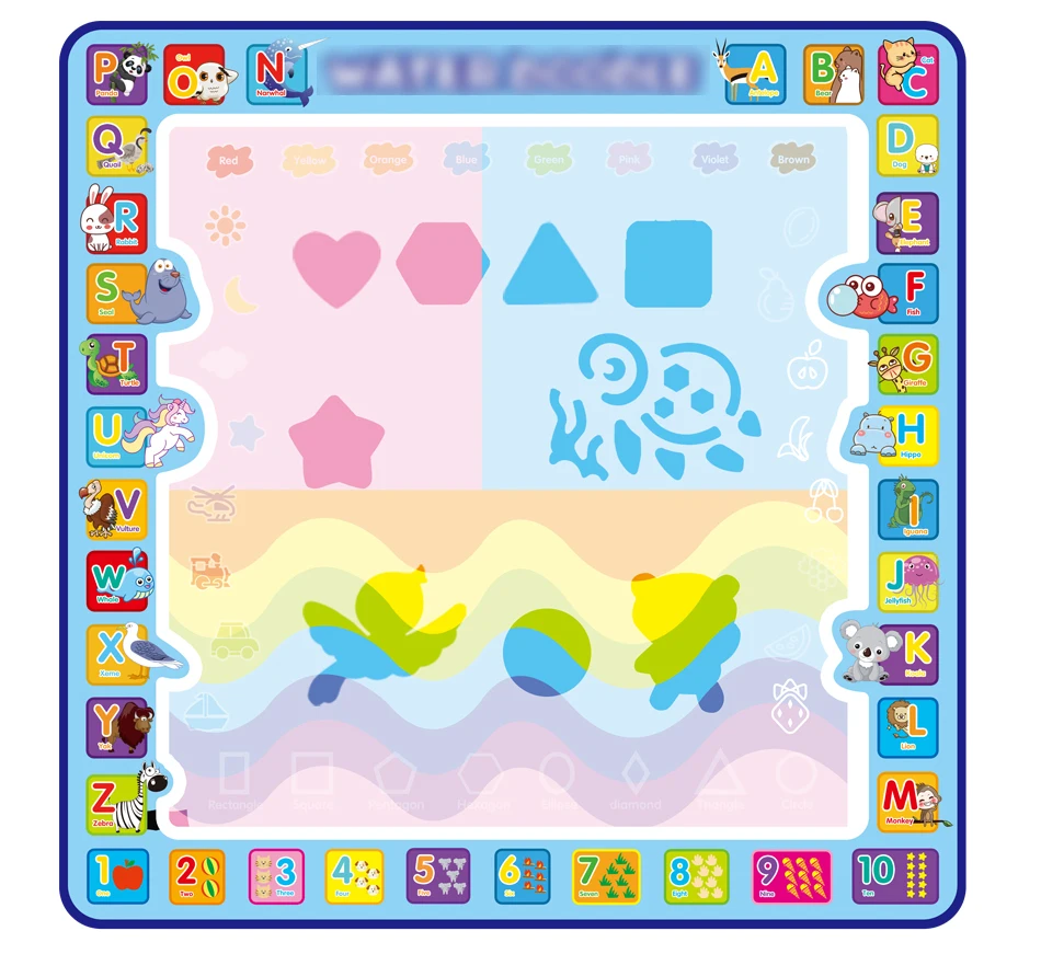 Coolplay Magic Water Drawing Mat Coloring Doodle Mat with Magic Pens Montessori Toys Painting Board Educational Toys for Kids - details 9