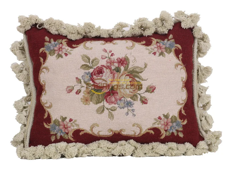 Imagem -03 - Hand Woven Pillow Palace Needlepoint Velvet Embroidered Pillow Victorian Estilo Embroidered Cushion Thickened