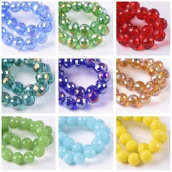 Round 96 Facets Cut Disco Ball AB Plated 6mm 8mm 10mm 12mm Crystal Glass Loose Spacer Beads Lot Colors For Jewelry Making DIY