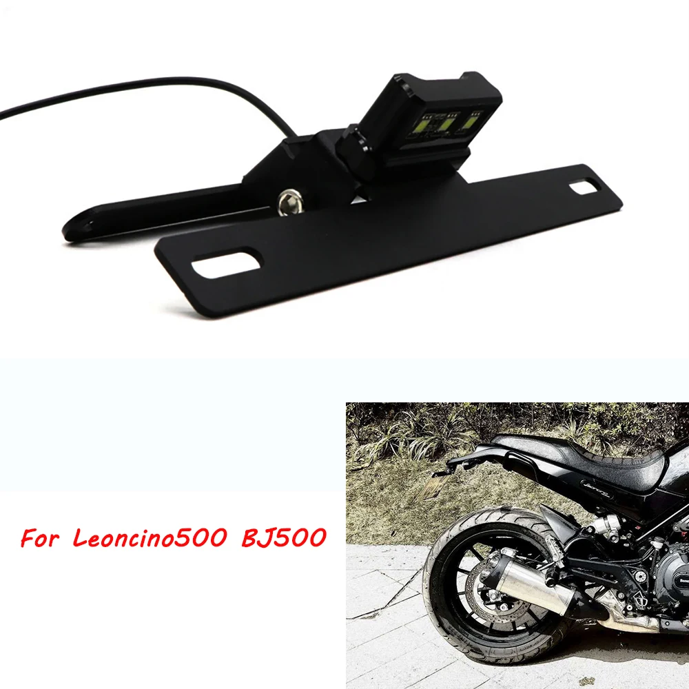 Motorcycle Rear License Plate Holder Frame Bracket with LED Tail Light For Benelli Leoncino500 BJ500 BJ 500