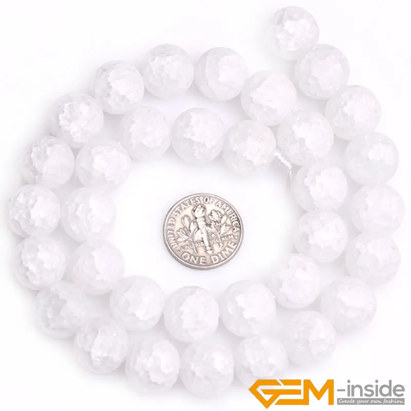 Natural White Crackle Quartzs Matte Round Beads For Jewelry Making Strand 15 inch DIY Jewelry Bracelet Bead For Women Gifts