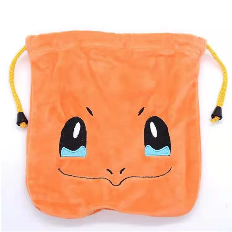 Pokemon Plush 4 Styles Anime Figures Pikachu Charmander Squirtle Bulbasaur Storage Drawstring Pocket Model Toy Kids Gifts