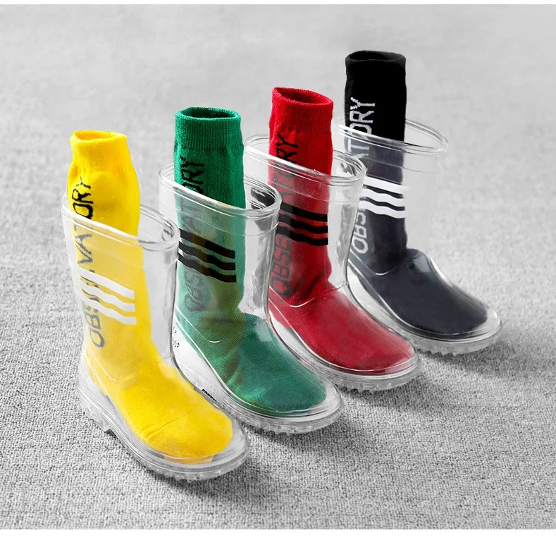 Kids Boy Girls Rainboots Clear Child Girl waterproof Shoes PVC Soft Rain Boots High Top Students Girls boys Rubber Rainboots