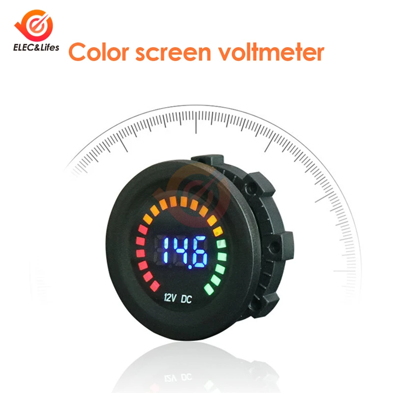 12V 5-36V Car Voltage Monitor Voltmeter Waterproof LED Digital Display Volt Meter for Car Motorcycle Sedan SUV Truck Boat Marine