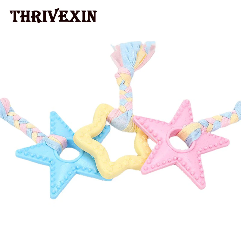 

Pet Dog Toy Interactive Rubber Training Chewing Portable Cleaning Tooth Thorn Circle Ring Pentagram Star Shape Toys Pets Supply
