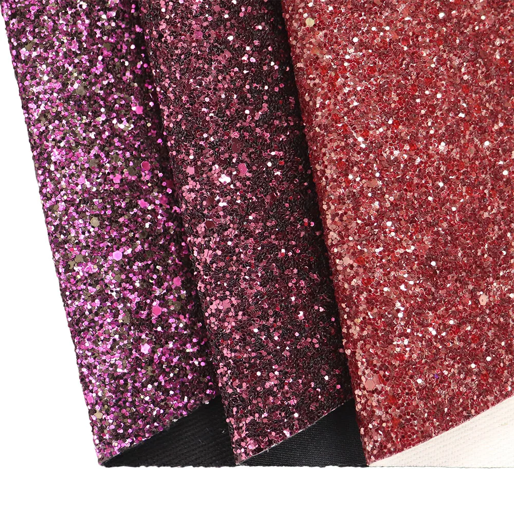 30x134cm Roll Dark Red Maroon Plain Dyed Chunky Glitter Fabric With Elastic or Twill Colth Backing For Bows Earring DT015