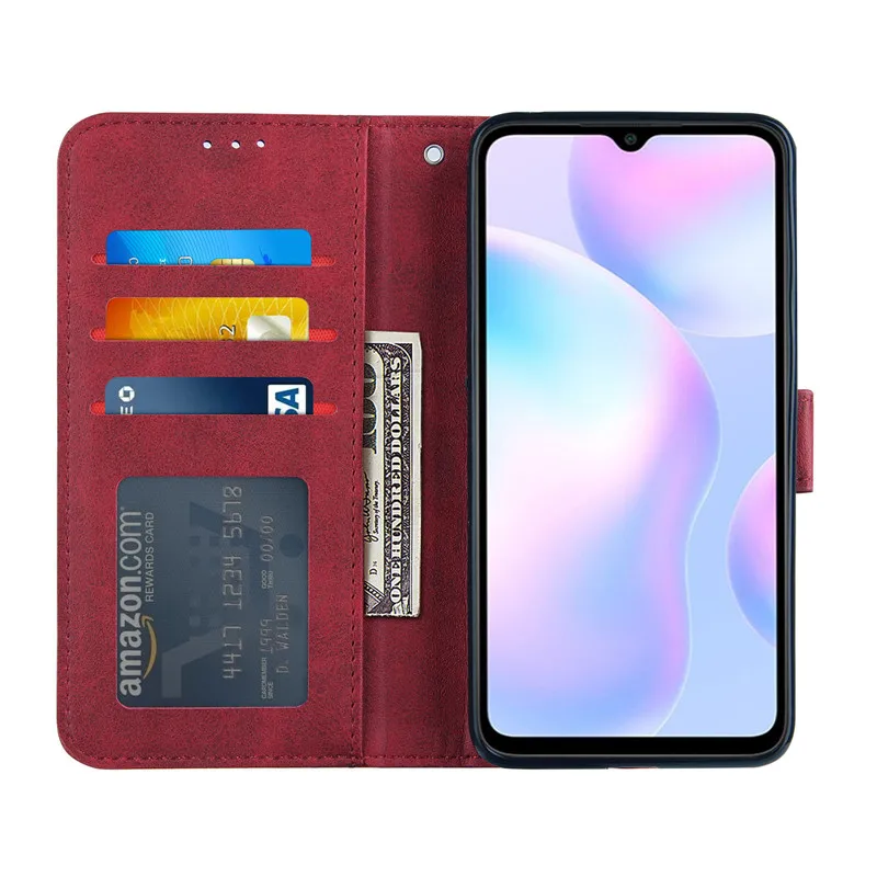 Xiaomi redmi 9Aフリップ財布電話ケースsforにxiomi xiaomi redmi 9A 9AT革ケース保護カバーRedmi9Aで9ケースcoque