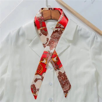 แบรนด์หรูกระเป๋าผ้าพันคอ Foulard Femme ฮิญาบผ้าพันคอผู้หญิงผมผ้าไหมผ้าพันคอกระเป๋าริบบิ้นยาวผ้าพันคอผอม