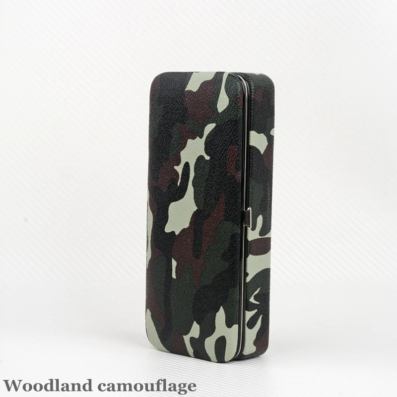 Camouflag Pattern Cigar Case Leather Cigar Holder Mini Huimdor Holds 3 Cigars W Stainless Steel Cutter Best Smoking Accessory