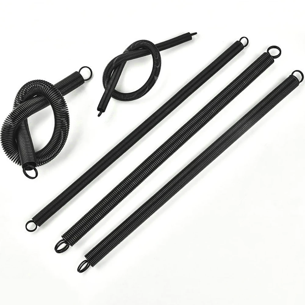 1PCS Durable Quenched Black 65Mn Steel Tension Expanding Spring Double Loop L:300mm