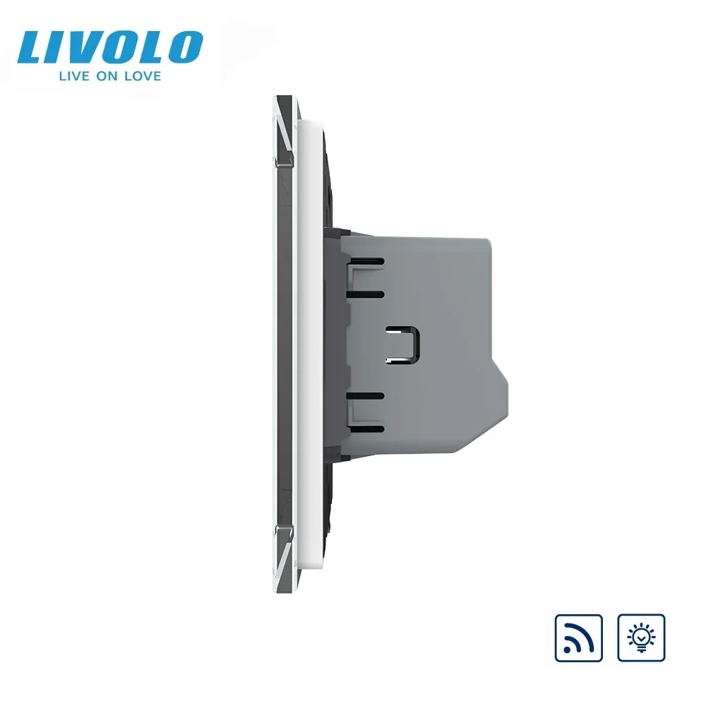 2021 Livolo EU Standard Switch, VL-C702DR-11, Smart Switch, Crystal Glass Panel, AC 220~250V Remote& Dimmer Wall Light Switch