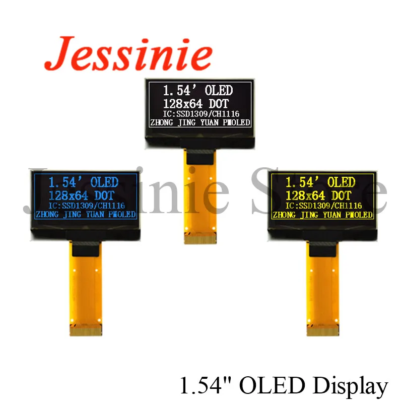 1.54 Cal moduł OLED 1.54 "12864 wyświetlacz LCD ekran LED 128*64 SSD1309 CH1116 biały niebieski żółty SPI/IIC/równolegle do Arduino