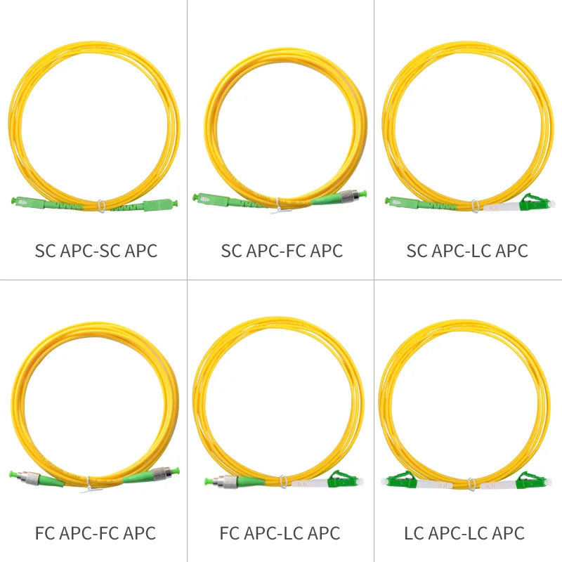 100 PCS/LOT Optical fiber patch cord 1m 9/125 652D simplex SC/APC FC/APC LC/APC Pigtail FTTH CATV Optic patch cord