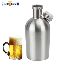 64 oz Stainless Steel Beer Growler, 1.9 liter Beer Bottle with Swing Top Keeps Homebrew Fresh and Cold with Tight Airtight Seal
