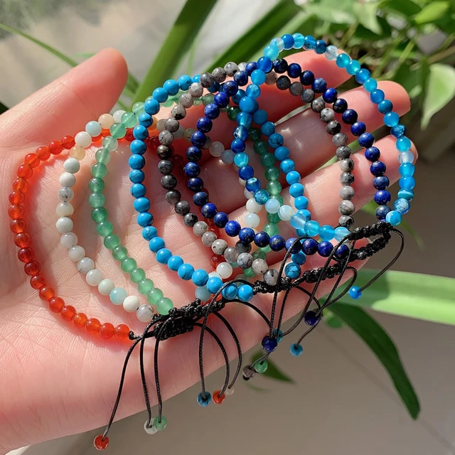 4mm Natural Stones Strand Bracelets Tiny Small Round Beaded Amethysts Agates Crystal Bracelet for Women Simple Healing Jewelry AliExpress