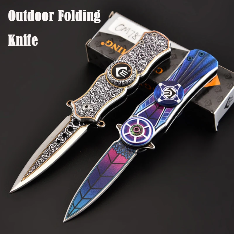 

Outdoor Survival Pocket Knife Self Defense Cutter Fingertip Gyro Folding Knife Field Military Tactical Hunting Knives Jackknife