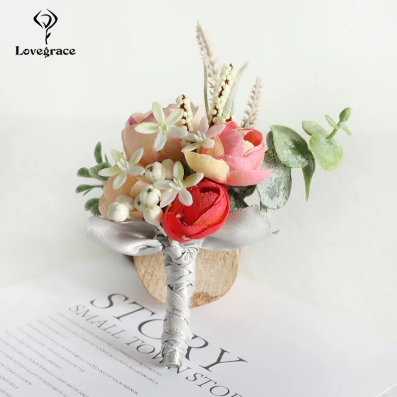 Wrist Corsage Bridesmaid Sisters Hand flowers Artificial Flowers Men Boutonniere For Wedding Dancing Prom Party Suit Dress Decor