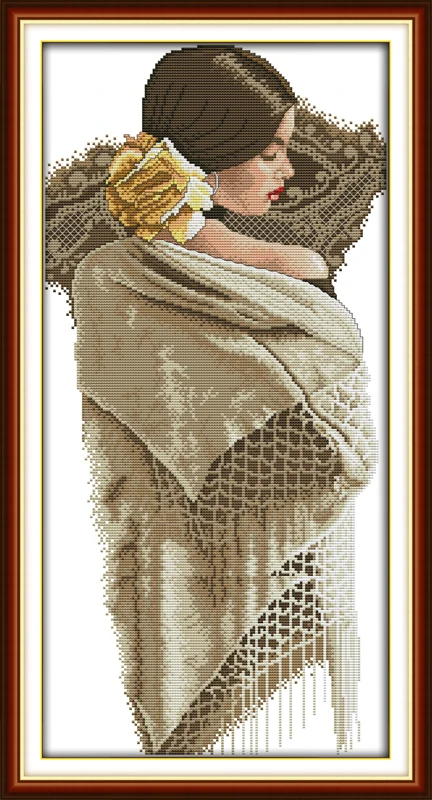 sari cross stitch kit people 18ct 14ct 11ct count print canvas stitches embroidery DIY handmade needlework