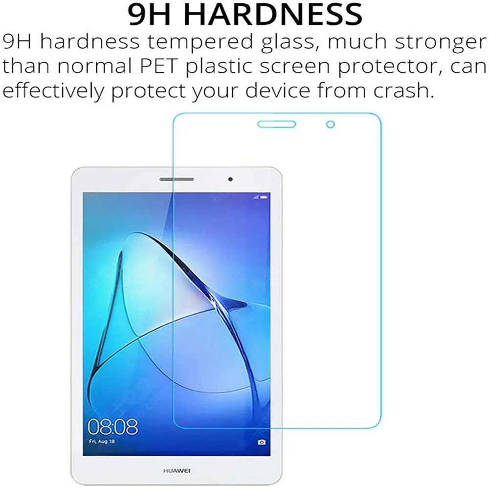2Pcs Tablet Tempered Glass Screen Protector Cover for Huawei MediaPad T3 8.0 Inch Bubble Free HD Eye Protection Film