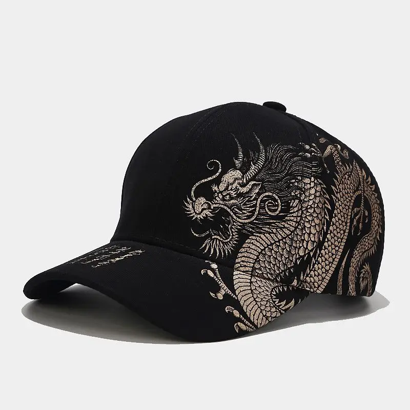 2021 Cotton Chinese Dragon Print Casquette Baseball Cap Adjustable Snapback Hats for Men and Women