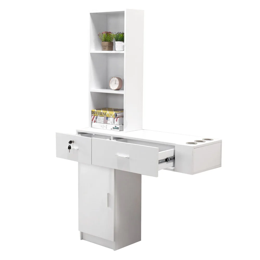 Two Colors Wall Mount Beauty Salon Spa Mirrors Station Hair Styling Station Desk (170 x 101 x 33.5)cm