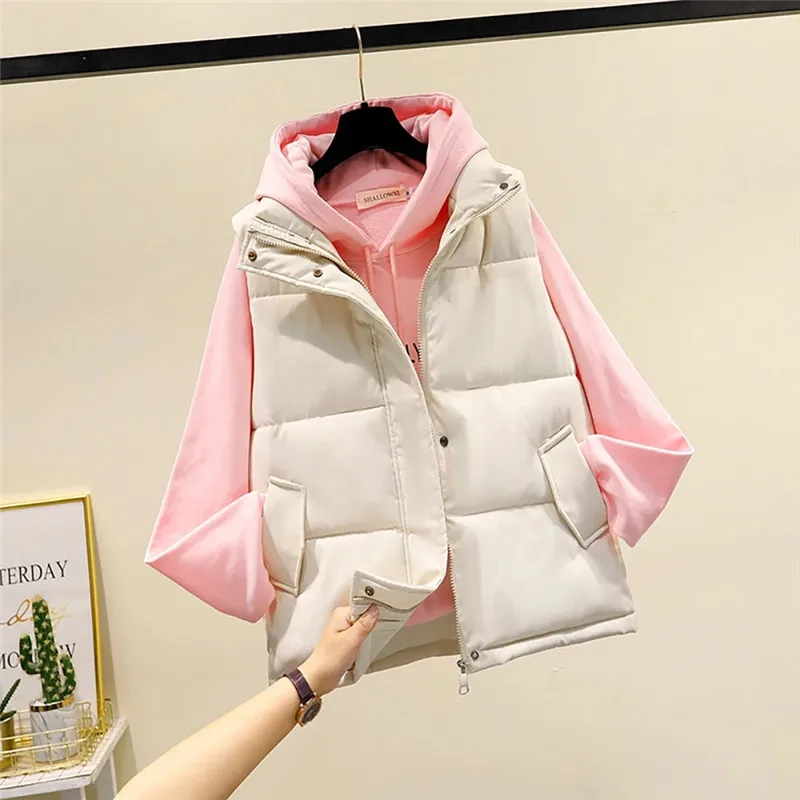 

2023 Women Winter Sleeveless Vest Warm Down Cotton Padded Waistcoat Female Mandarin Collar Vest Jacket B1274