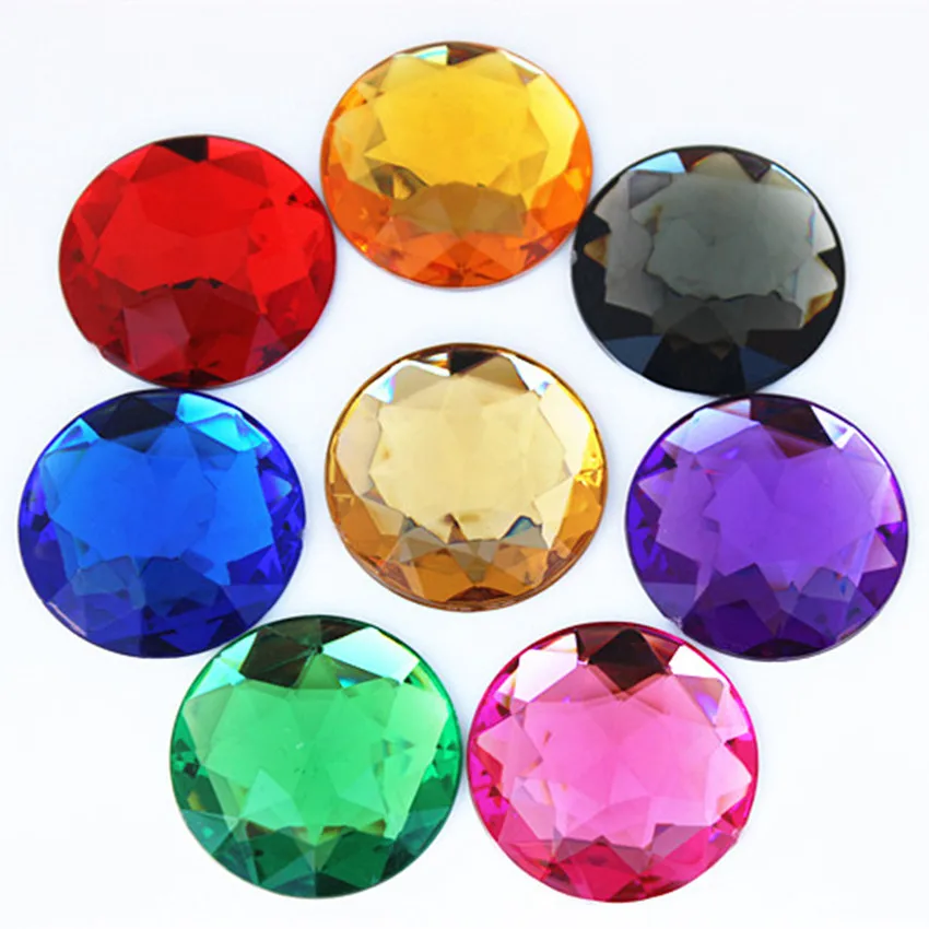 Micui 10pcs 30mm Multicolor Round Acrylic Rhinestones Crystal Flatback Rhinestones Stones For Strass Clothing Decorations MC562