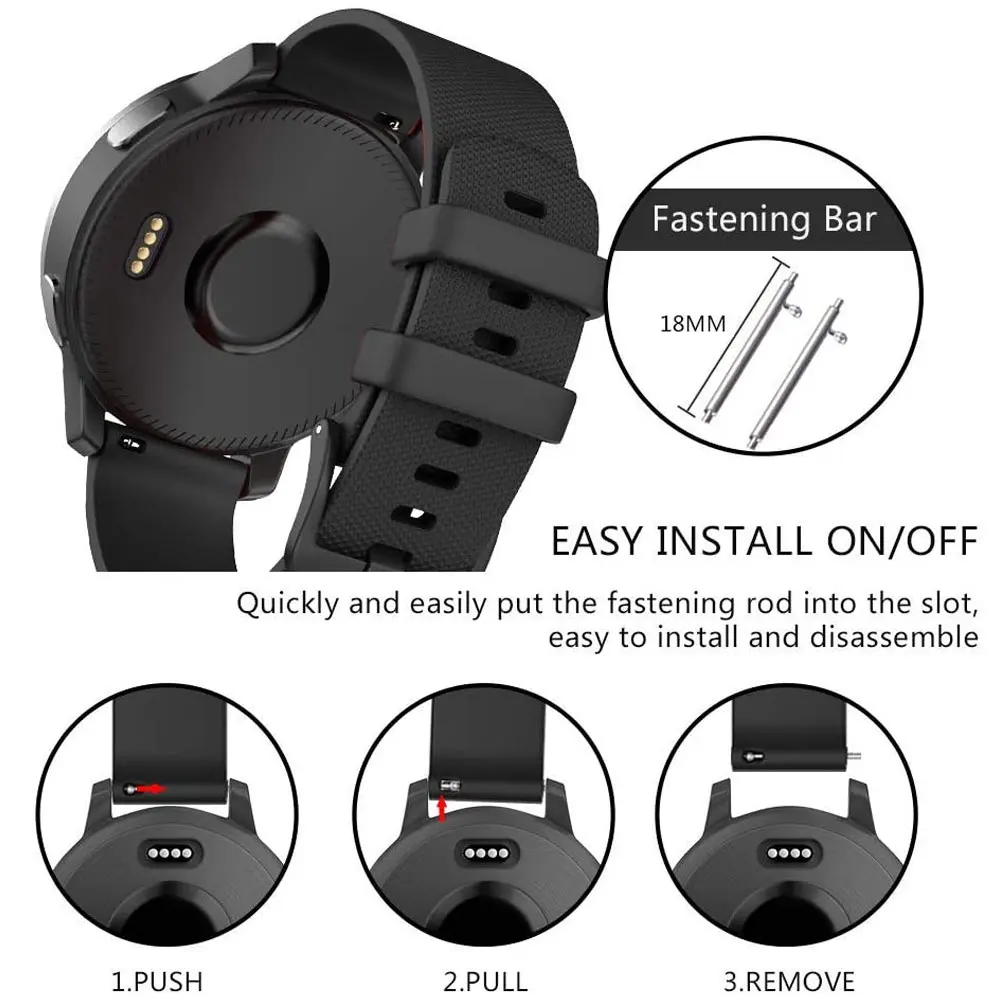 Силиконовый ремешок для часов Garmin Vivoactive 4S, браслет для Fossil Q Huawei Watch 18 мм