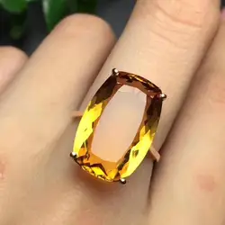 Natural And Real Citrine  Rings For Women Real 925 Sterling Silver Jewelry Ring Wedding Anniversary Ring