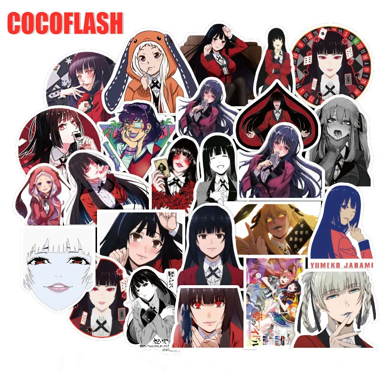 50 stücke Japan Anime Kakegurui Wasserdichte DIY Vinyl Aufkleber Aufkleber für Snowboard Laptop Gepäck Kühlschrank Kinder Geschenk